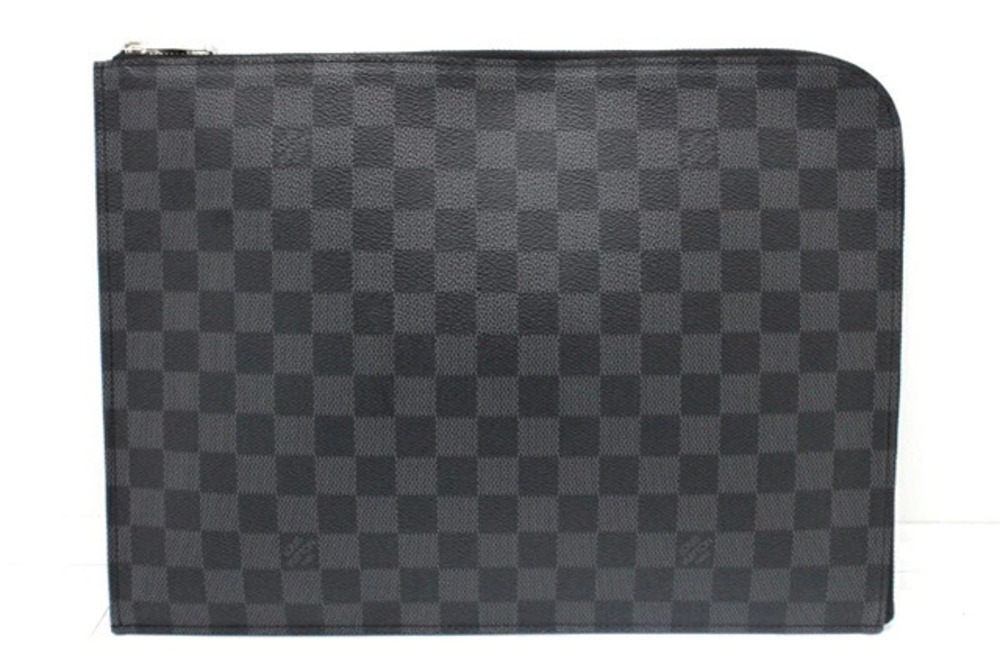 LOUIS VUITTON Pochette Jour NM Clutch Bag Damier Graphite Black